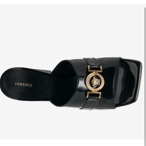 NIB Versace Medusa Black Patent Leather Sandal - Picture 10 of 15